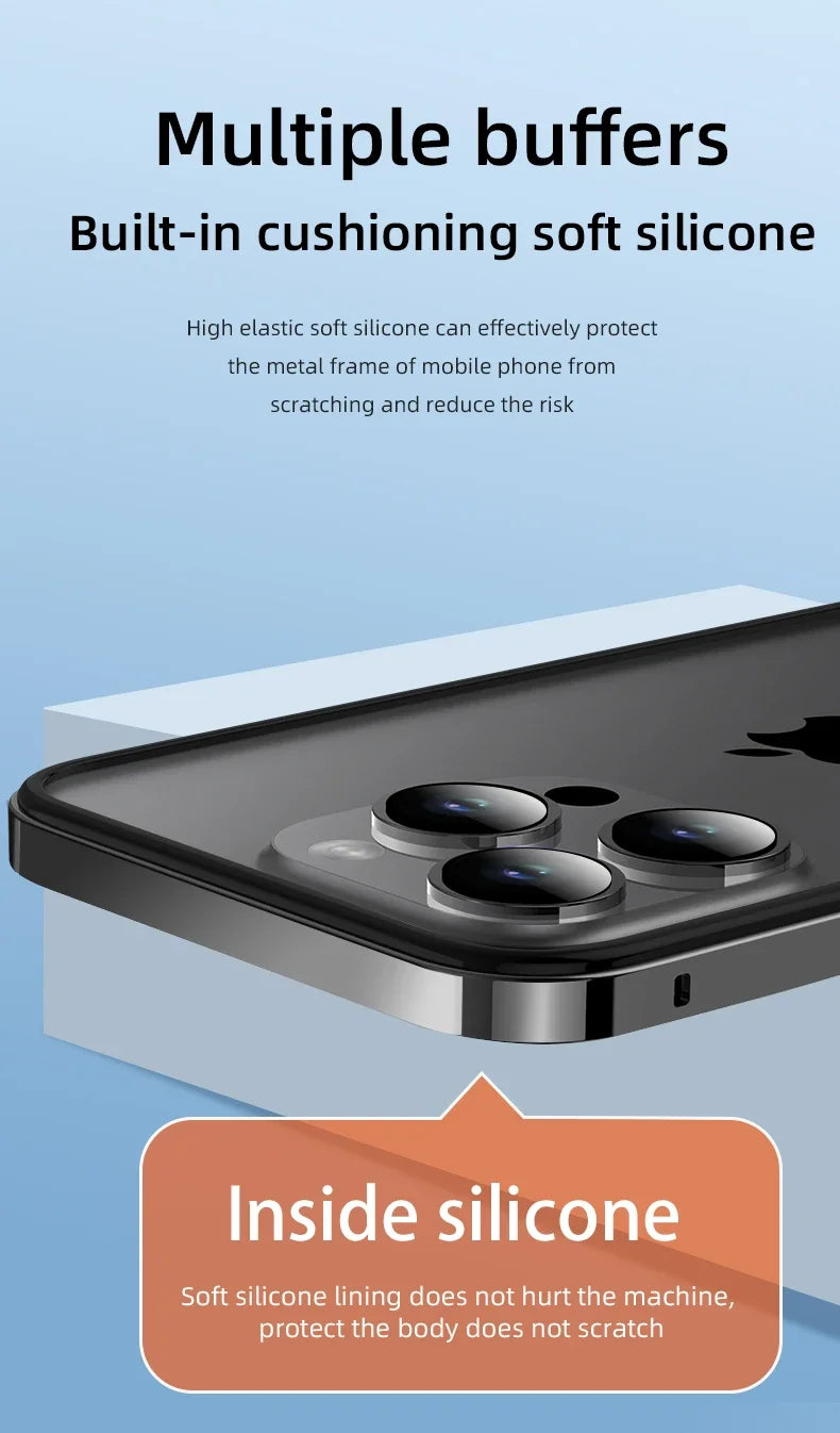 Étuis de téléphone en métal et aluminium, cadre hybride en Silicone, pour iPhone 17 16 15 Pro Max 14 13 12, pare-chocs à meilleure chaleur