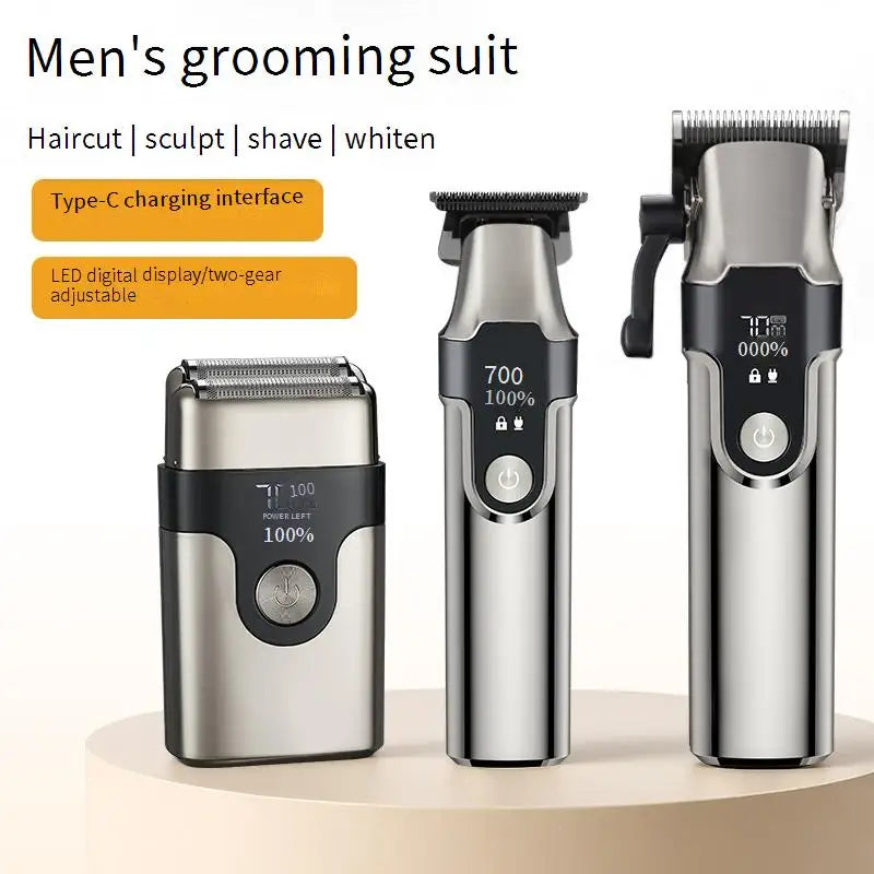 3 pièces en un ensemble professionnel électrique tondeuses à cheveux Kit tondeuse à cheveux Rechargeable hommes rasoir USB charge Machine de coupe de cheveux