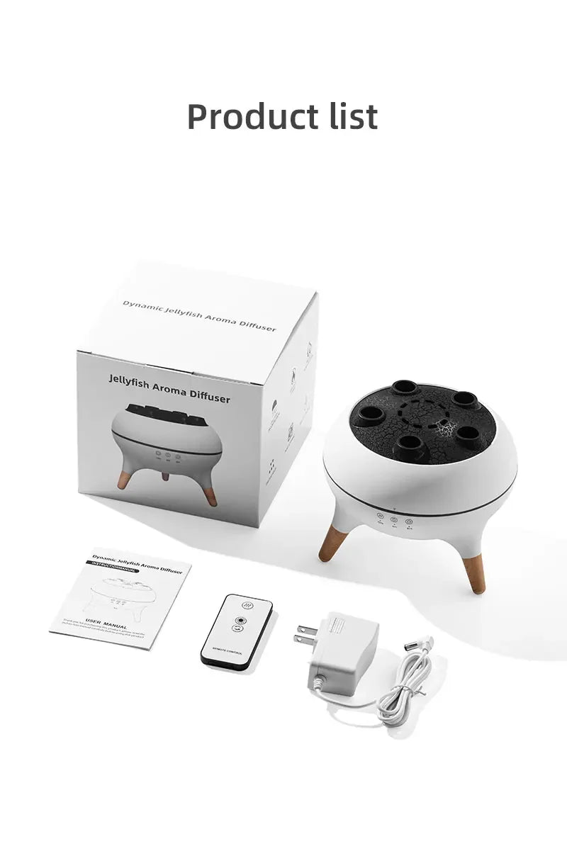 Humidificateur d'air dynamique méduse, diffuseur d'huile essentielle de 250ml, humidificateur de chambre à coucher avec télécommande avec 7 veilleuses colorées