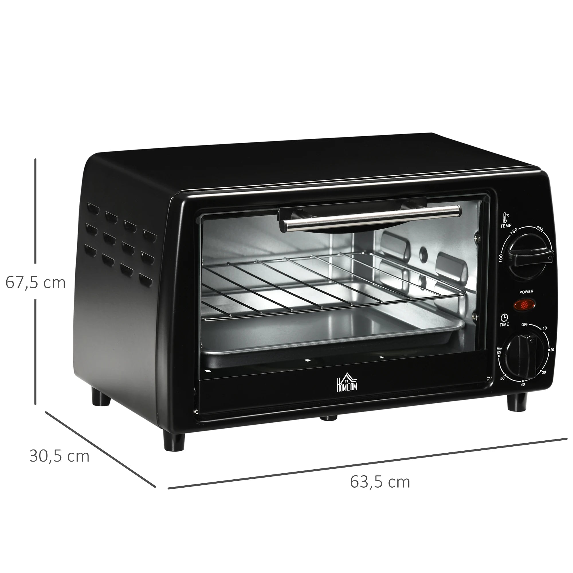 Homcom Four Électrique De Table 10 L 750W Température 230 ℃     36,5X26X22 cm Noir