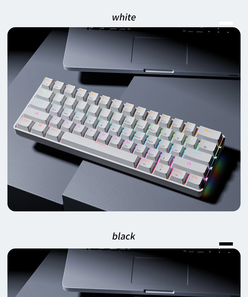 MUCAI MK61 USB Gaming Esports clavier mécanique 61 touches axe rouge filaire câble détachable rétro-éclairage rvb échange à chaud