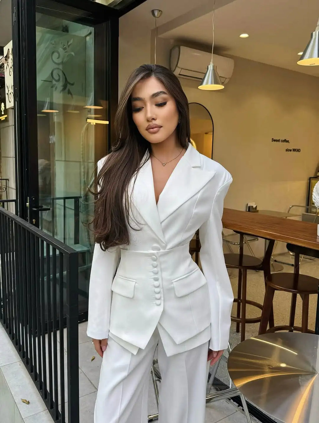 Ensemble Blazer décontracté à simple boutonnage pour femmes, manches longues, revers, col en v, manteau cintré à la taille, vêtements de printemps et d'automne, 2026