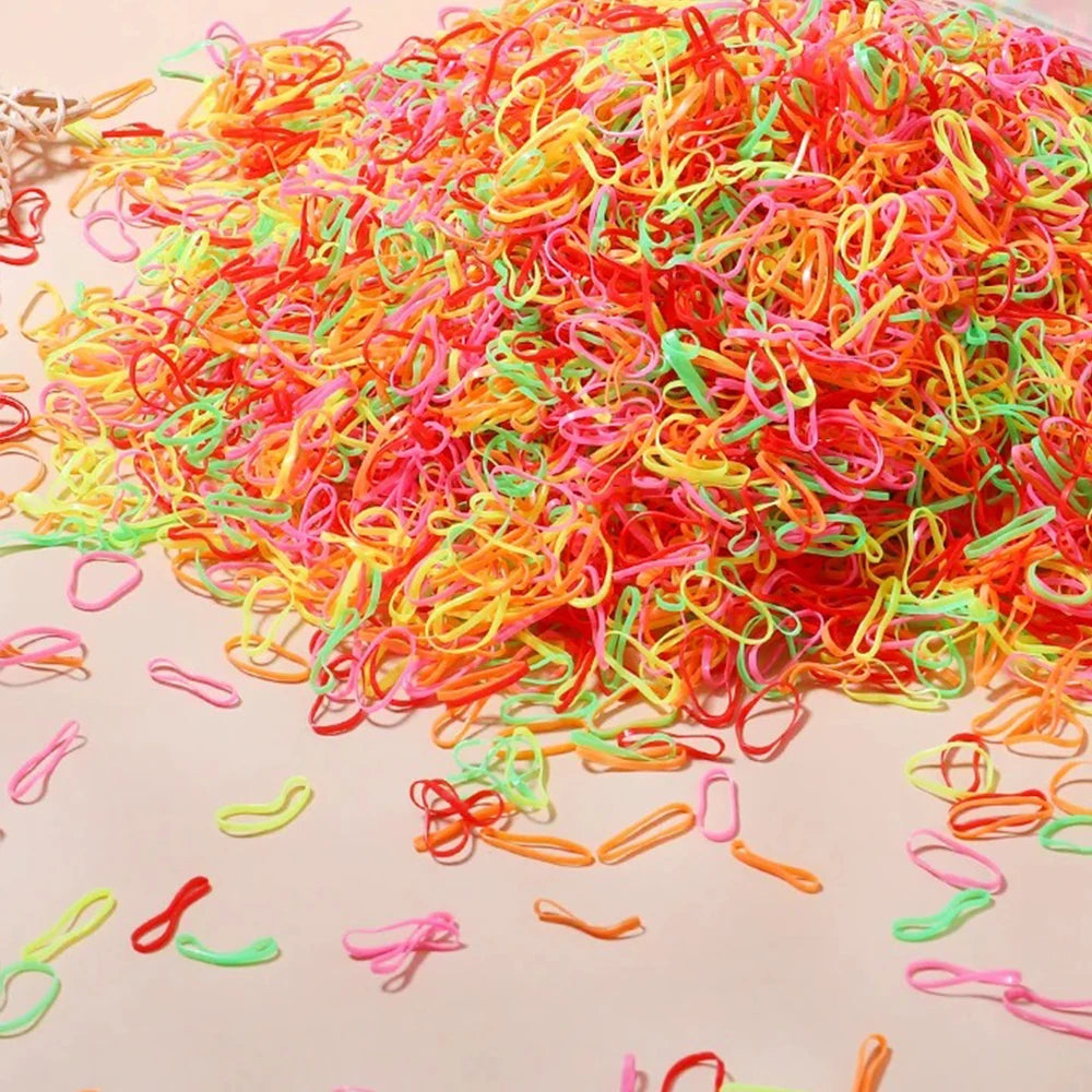 Artificiel astique de poulet coloré pour filles, attaches pour cheveux, bande de sauna, porte-queue de cheval pour enfants, accessoires pour cheveux, 500 pièces, 1000 pièces, 2000 pièces