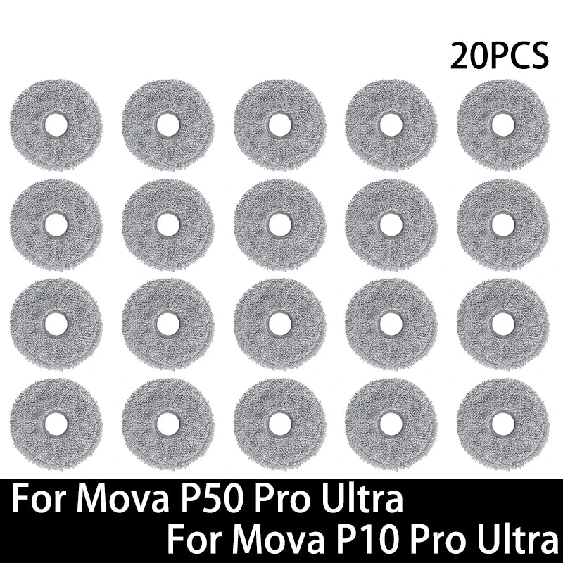 Pièces détachées pour robot aspirateur Mova P50 Pro Ultra / Mova P10 Pro Ultra : brosse principale, brosse latérale, filtre HEPA, chiffon de nettoyage, sac à poussière, accessoires
