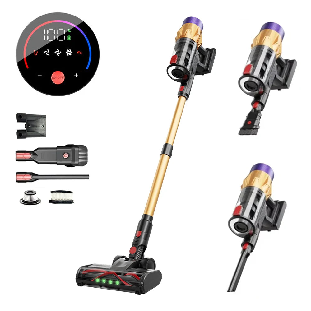 Aspirateur sans fil 550W, moteur sans balais, aspiration 55K PA, aspirateur Vertical, tasse à poussière pour maison intelligente, 3 têtes de brosse