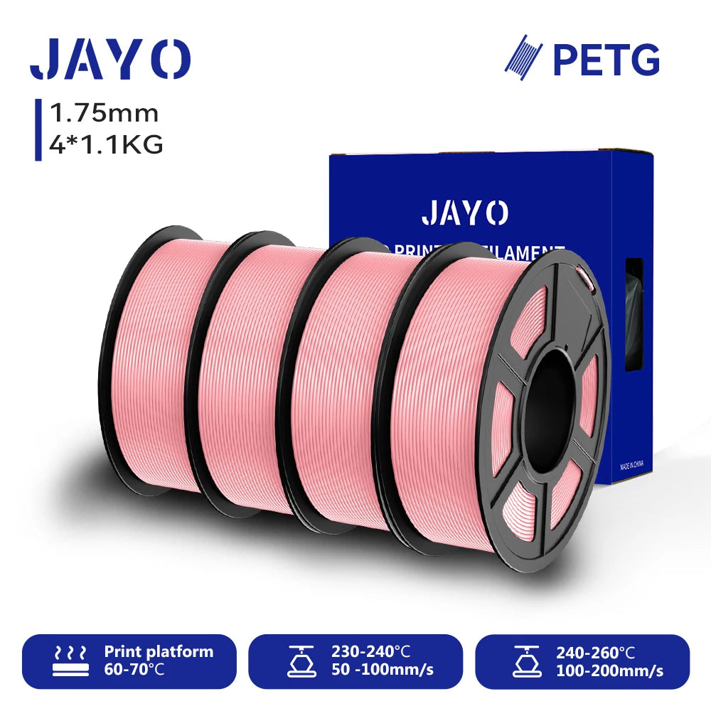 JAYO-Filament PETG pour imprimante 3D FDM, matériel d'impression 3D soigneusement enroulé, 2 rouleaux, 1.75mm, 2.2kg par ensemble