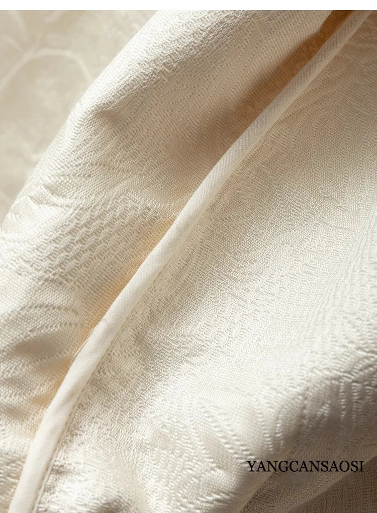 2025 femmes mode printemps nouveau Style Texture entrelacée couronne crêpe col en v à manches longues ample lait blanc manteau costume