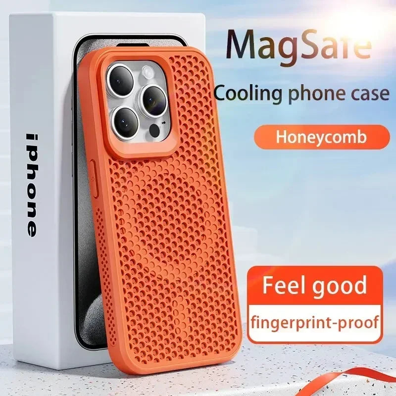 Coque de téléphone à Dissipation thermique et rafraîchissante, étui magnétique arrière rigide et respirant pour iPhone 17 16 15 14 13 12 11 Pro Max Plus pour Magsafe