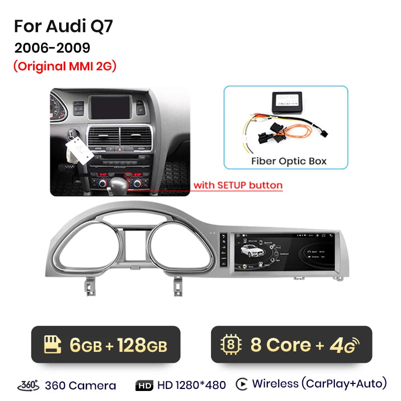 Junsun autoradio sans fil CarPlay Android Auto pour Audi Q7 4L 2006-2015 MMI 2G 3G 8 cœurs 4G WiFi BT GPS écran tactile Autoradio