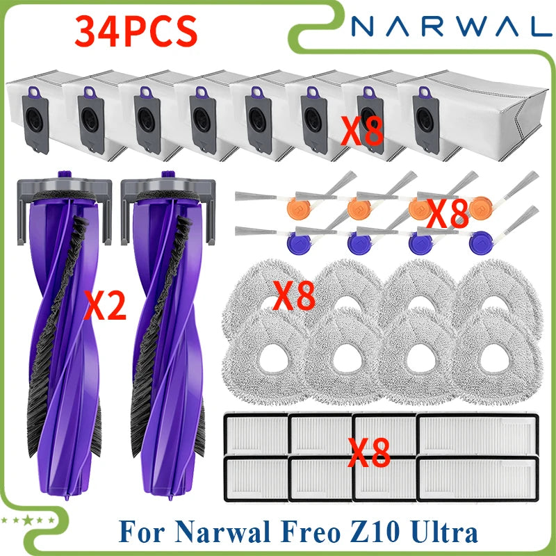 Compatible pour (Narwal Freo Z10 Ultra / provinceZ10 nani) pièces d'aspirateur rouleau principal couvercle de brosse latérale filtre vadrouille sac à poussière en tissu