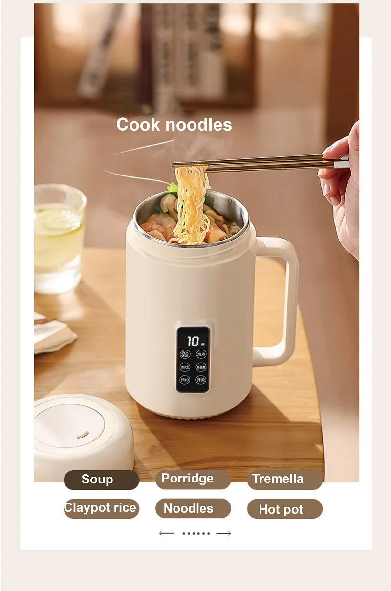 Bouilloire électrique 500W 12h, Pot spécial pour bouillie de rendez-vous, tasse de santé Portable en acier inoxydable 304, cuiseur à riz multifonctionnel 1L