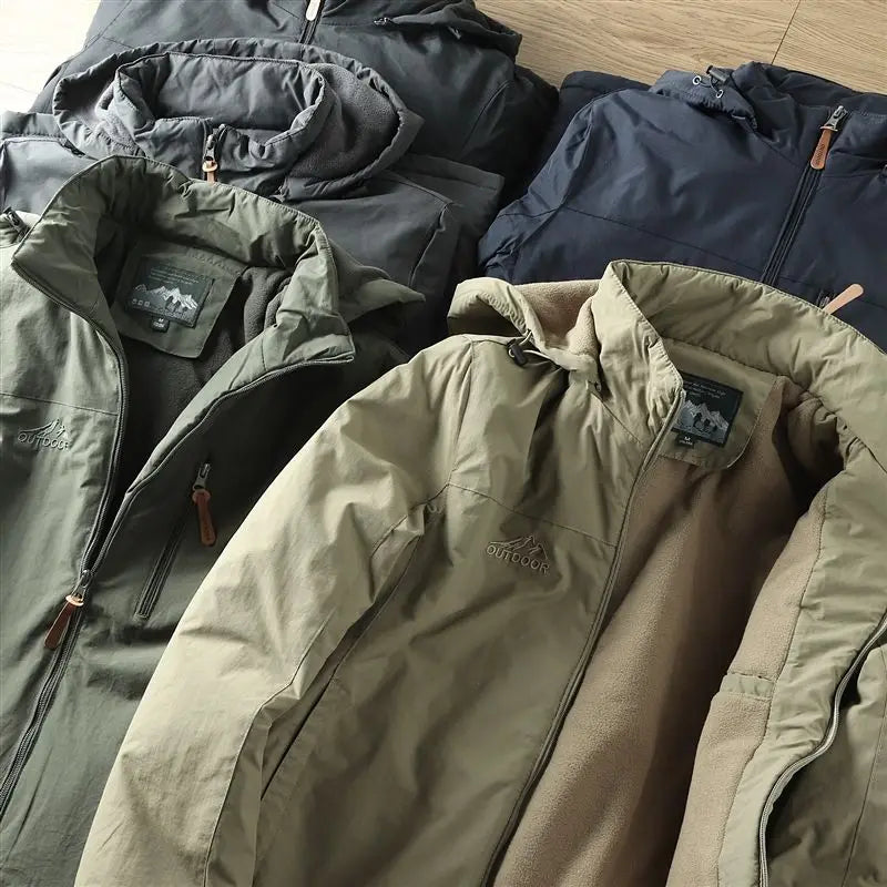 Veste imperméable à capuche pour homme, coupe-vent chaud, doublé sourire, randonnée en plein air, trekking, printemps, automne