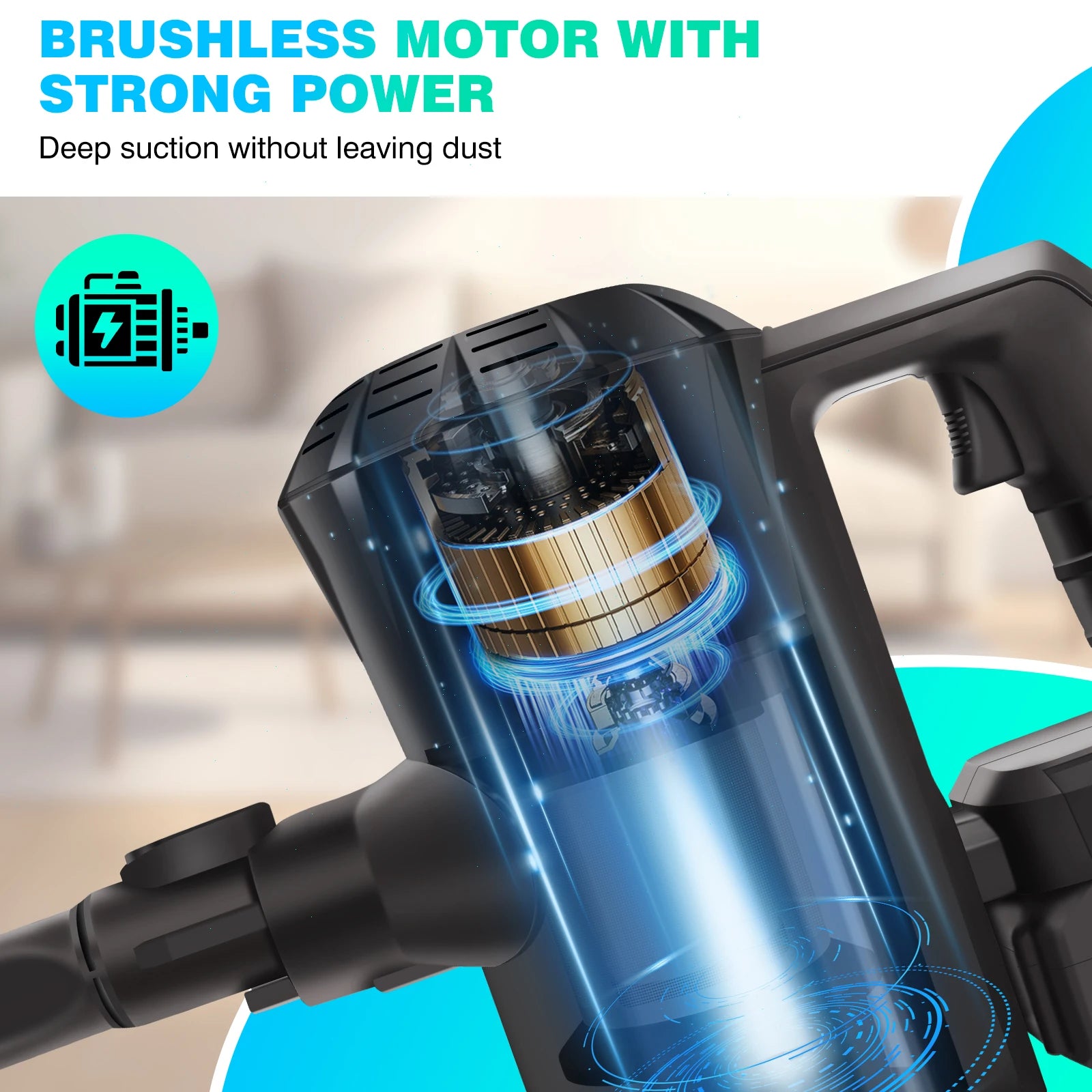 Aspirateur à manche vertical sans fil DayPlus, aspirateur à main sans fil 3 en 1 130000 RPM sans balais pour tapis, sol dur