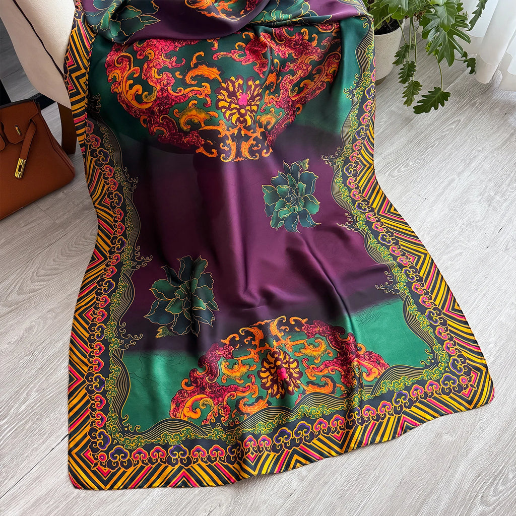 Écharpe Imprimée de Haute Qualité pour Femme, Châle de Plage, Protection Solaire, Styliste, Élégant, Dernière Collection Printemps