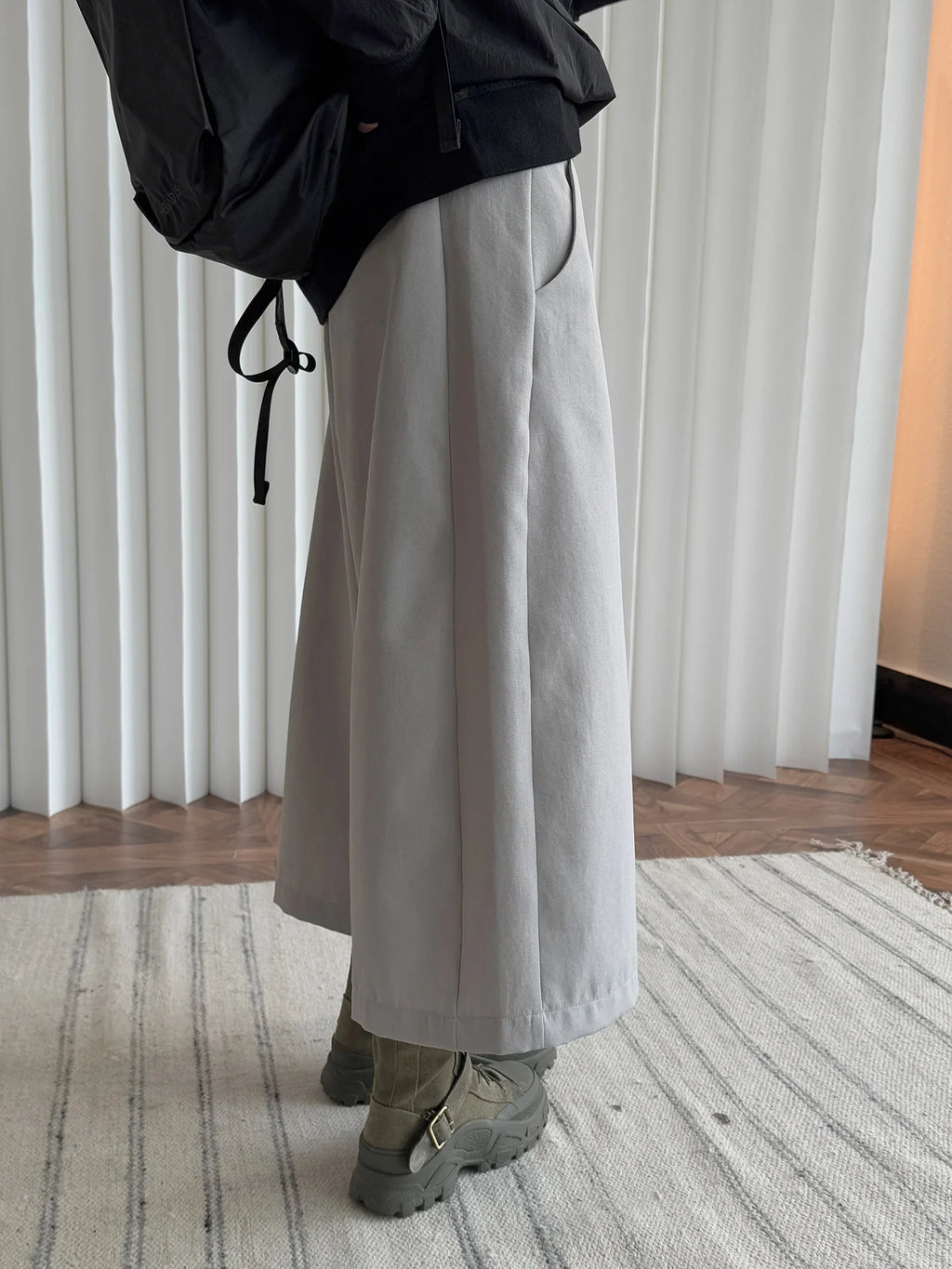 Pantalon de printemps taille haute à jambes larges pour femmes, décontracté, couleur unie, coupe ample