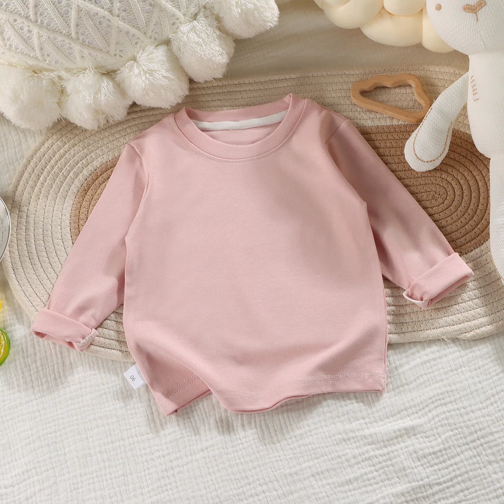 2026 printemps tout nouveau à manches longues garçons filles T-Shirt col rond coton enfants bref Style coréen Base hauts chemise pour garçons vêtements T-Shirt