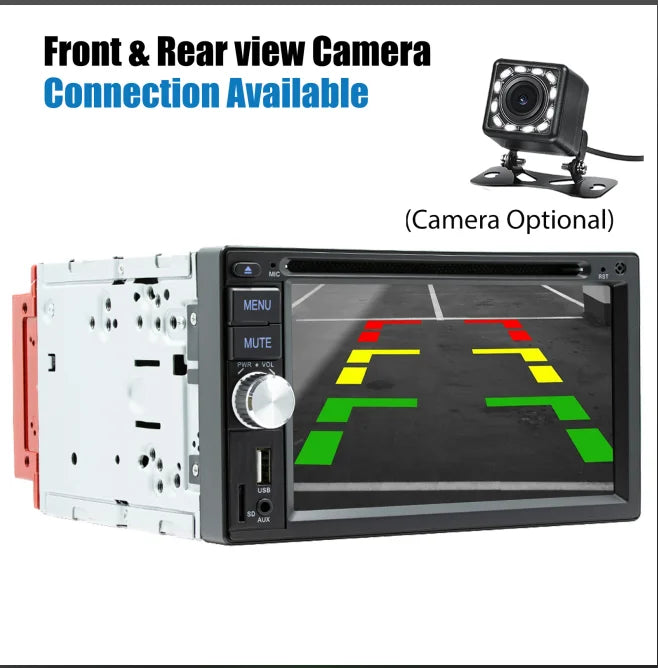 ESSGOO Autoradio 2DIN avec Écran Tactile de 6,2 Pouces. Lecteur CD/DVD, AM/FM, RDS, USB, Bluetooth, TF, AUX, CarPlay et Android Auto. Système Multimédia Complet avec Caméra. Idéal pour Améliorer Votre Expérience de Con