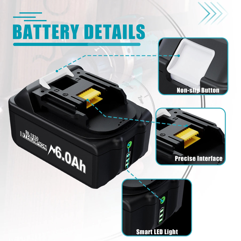 Pour Makita 18V 6.0Ah 9.0Ah batterie de remplacement Lithium-ion Compatible pour Makita BL1830 BL1840 BL1860 BL1890 outils électriques