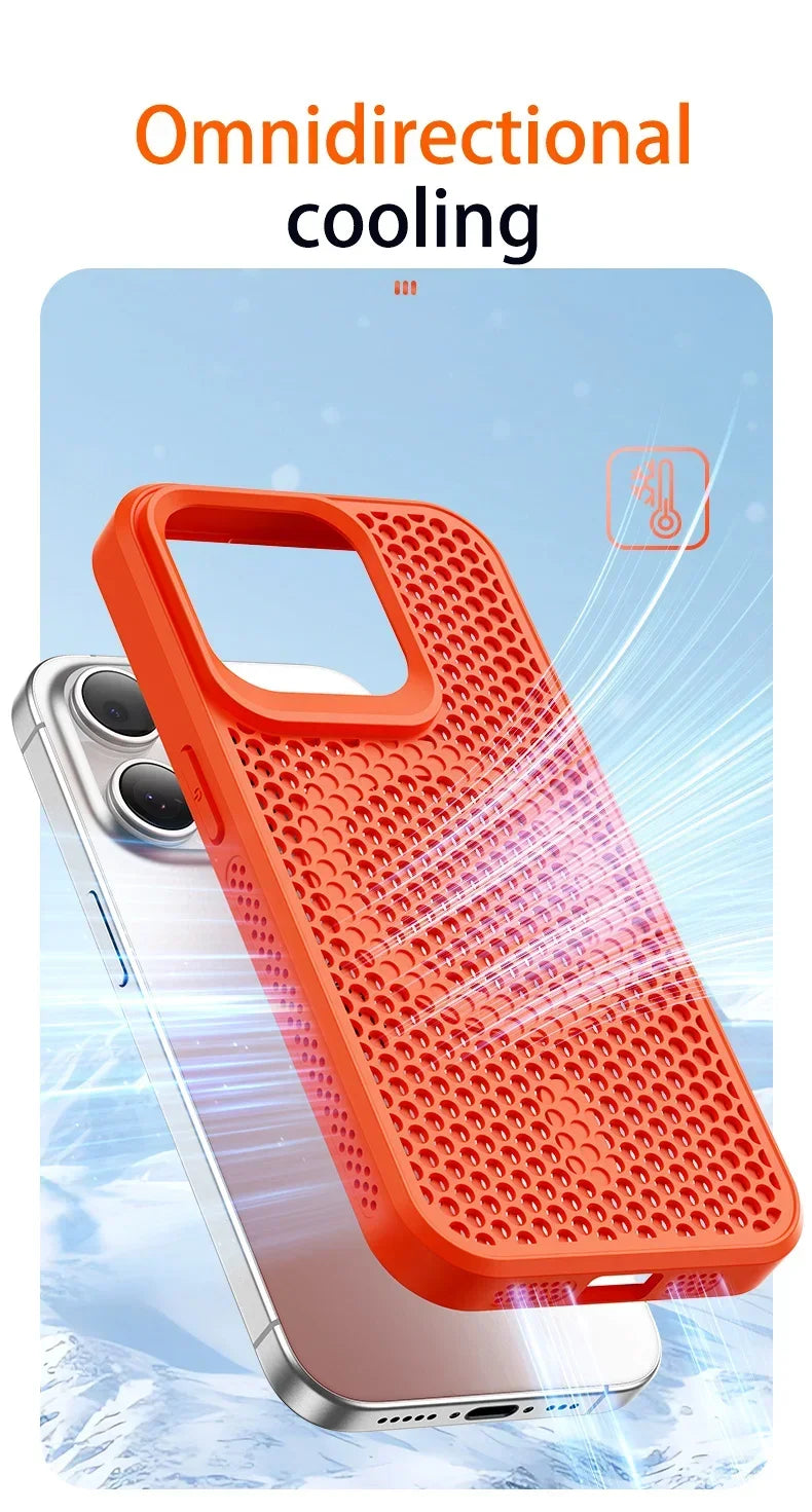 Coque de téléphone à Dissipation thermique et rafraîchissante, étui magnétique arrière rigide et respirant pour iPhone 17 16 15 14 13 12 11 Pro Max Plus pour Magsafe