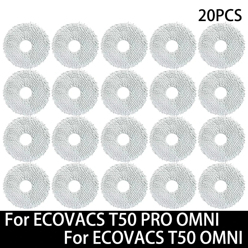 Accessoires pour ECOVACS T50 PRO OMNI / T50 OMNI : brosses latérales principales, chiffons de nettoyage, filtres HEPA, sacs à poussière, pièces détachées pour robot aspirateur