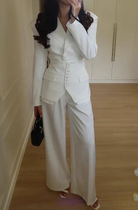 Ensemble Blazer décontracté à simple boutonnage pour femmes, manches longues, revers, col en v, manteau cintré à la taille, vêtements de printemps et d'automne, 2026