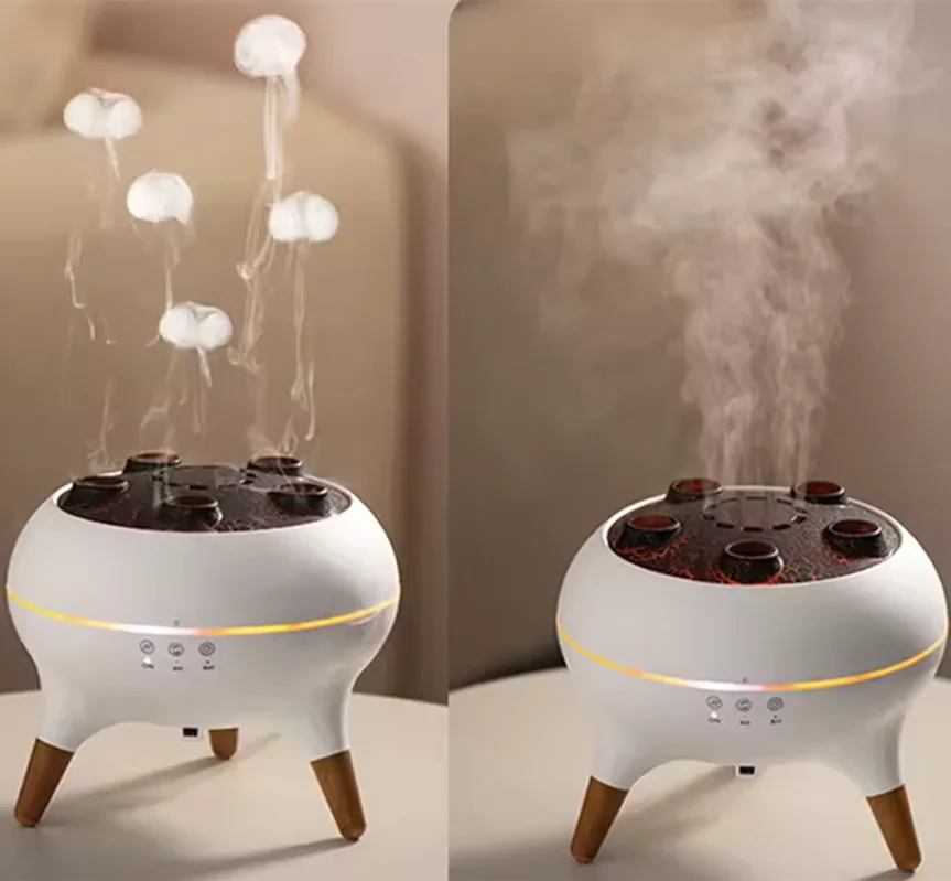 Humidificateur d'air dynamique méduse, diffuseur d'huile essentielle de 250ml, humidificateur de chambre à coucher avec télécommande avec 7 veilleuses colorées