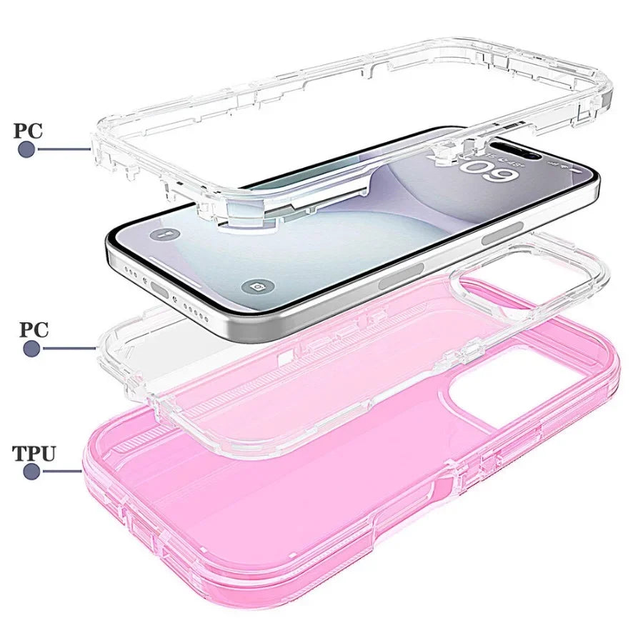 Coque de téléphone 3 en 1 pour iPhone 17 16E 15 14 16 PLUS 11 17 Pro MAX MINI 17 Air, hybride robuste, résistante aux chocs, armure rigide