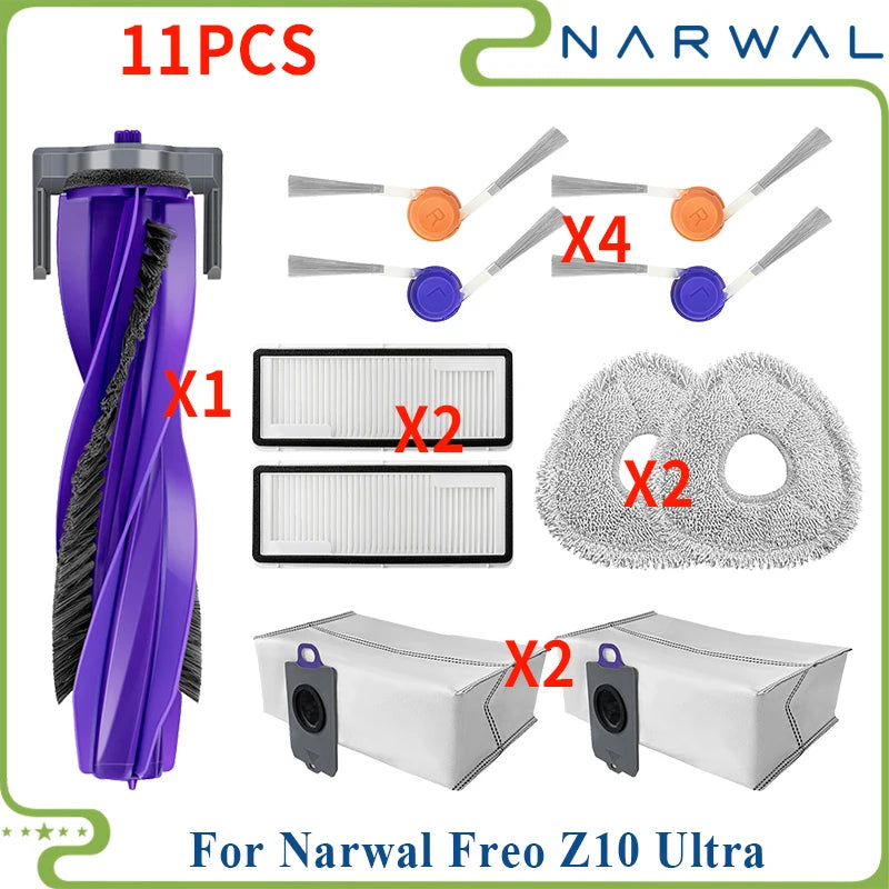 Compatible pour (Narwal Freo Z10 Ultra / provinceZ10 nani) pièces d'aspirateur rouleau principal couvercle de brosse latérale filtre vadrouille sac à poussière en tissu