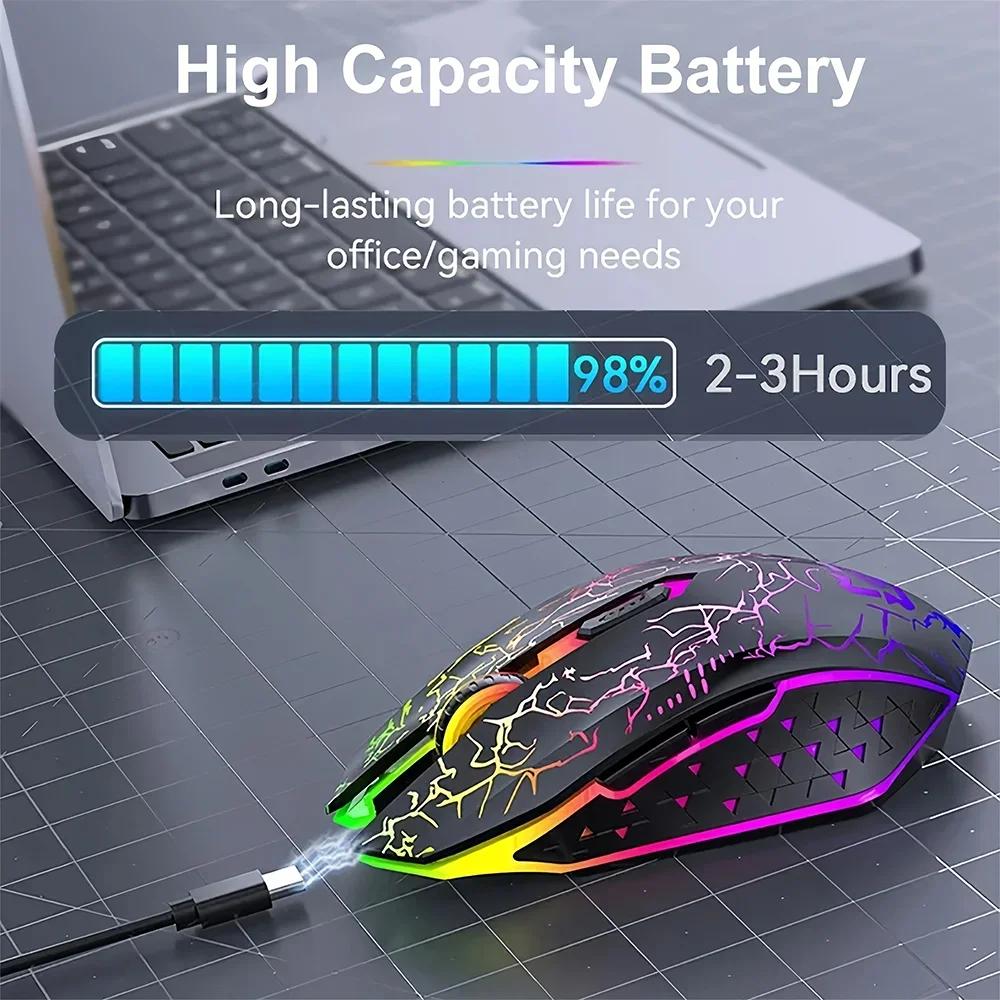 Souris sans fil Bluetooth 5.2 RGB 2.4G, double Mode, pour jeu, 6 boutons, silencieuse, pour MacBook, tablette, ordinateurs portables