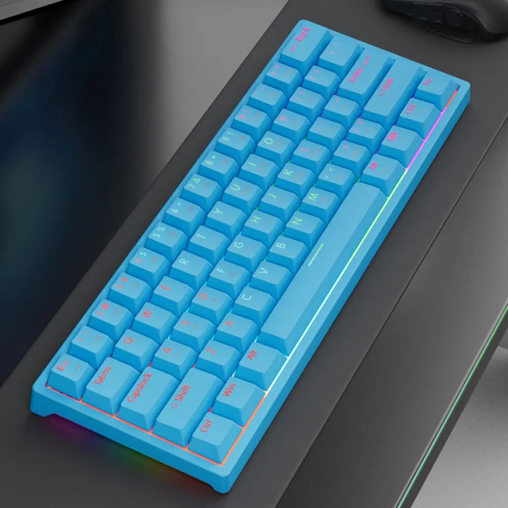 MUCAI MK61 USB Gaming Esports clavier mécanique 61 touches axe rouge filaire câble détachable rétro-éclairage rvb échange à chaud