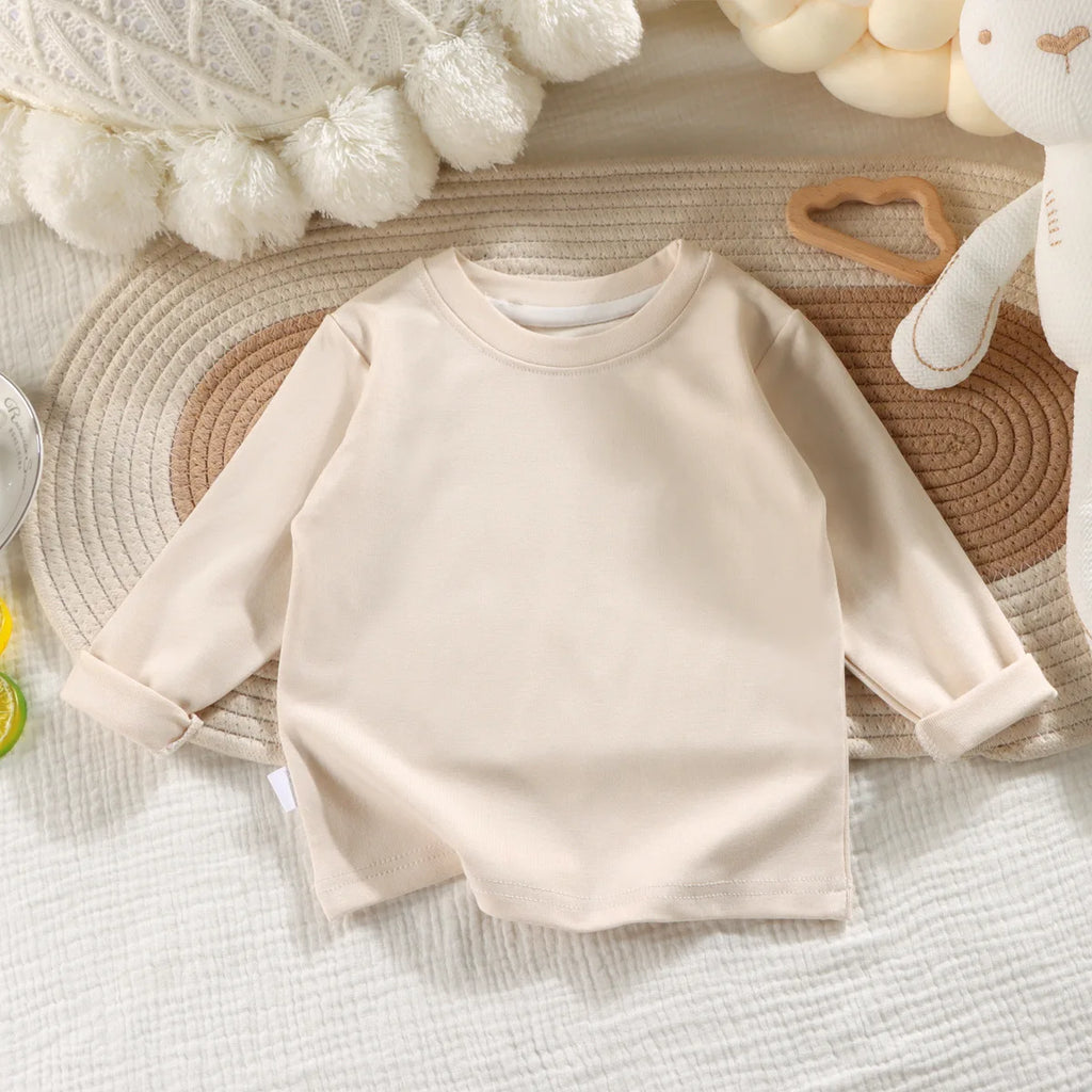 2026 printemps tout nouveau à manches longues garçons filles T-Shirt col rond coton enfants bref Style coréen Base hauts chemise pour garçons vêtements T-Shirt
