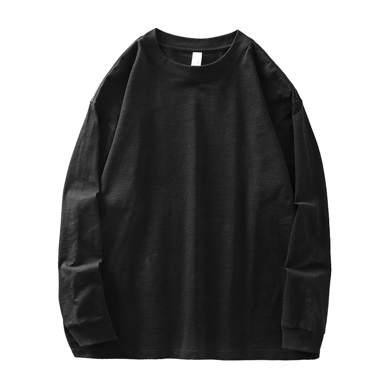DUKEEN t-shirts à manches longues en coton flammé lourd pour hommes printemps et automne sous-vêtements respirants en pur coton vêtements pour hommes