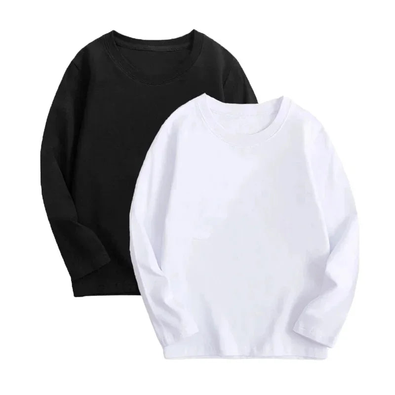 8 couleurs enfants coton à manches longues col rond t-shirt garçons fille printemps automne mince Tops basiques adolescent 6 8 10 12 ans