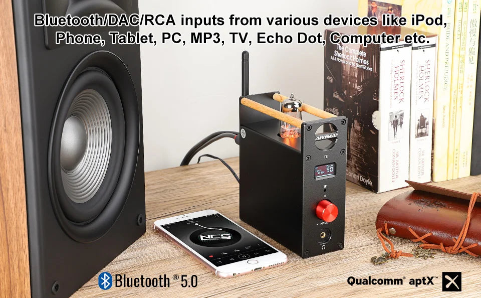 AIYIMA-Amplificateur à Tube Audio T8, Préamplificateur Bluetooth, Décodeur HIFI, Sauna, Téléphone, Ampli, Radiateur USB, Entrée Coaxiale Optique RCA