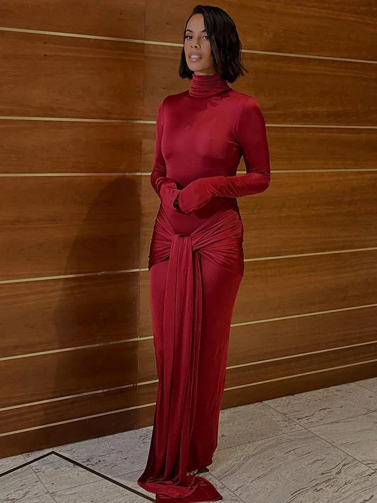 Tossy-Robe Longue Plissée à Manches sulfpour Femme, Tenue de Soirée Slim, à Lacets, Couleur Unie, Nouvelle Collection Printemps 2024