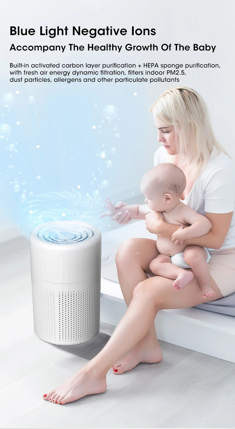 Purificateur d'air Portable purificateur d'air domestique Mini purificateur d'air de bureau avec filtre HEPA désodorisant purificateur d'air pour le bureau à domicile