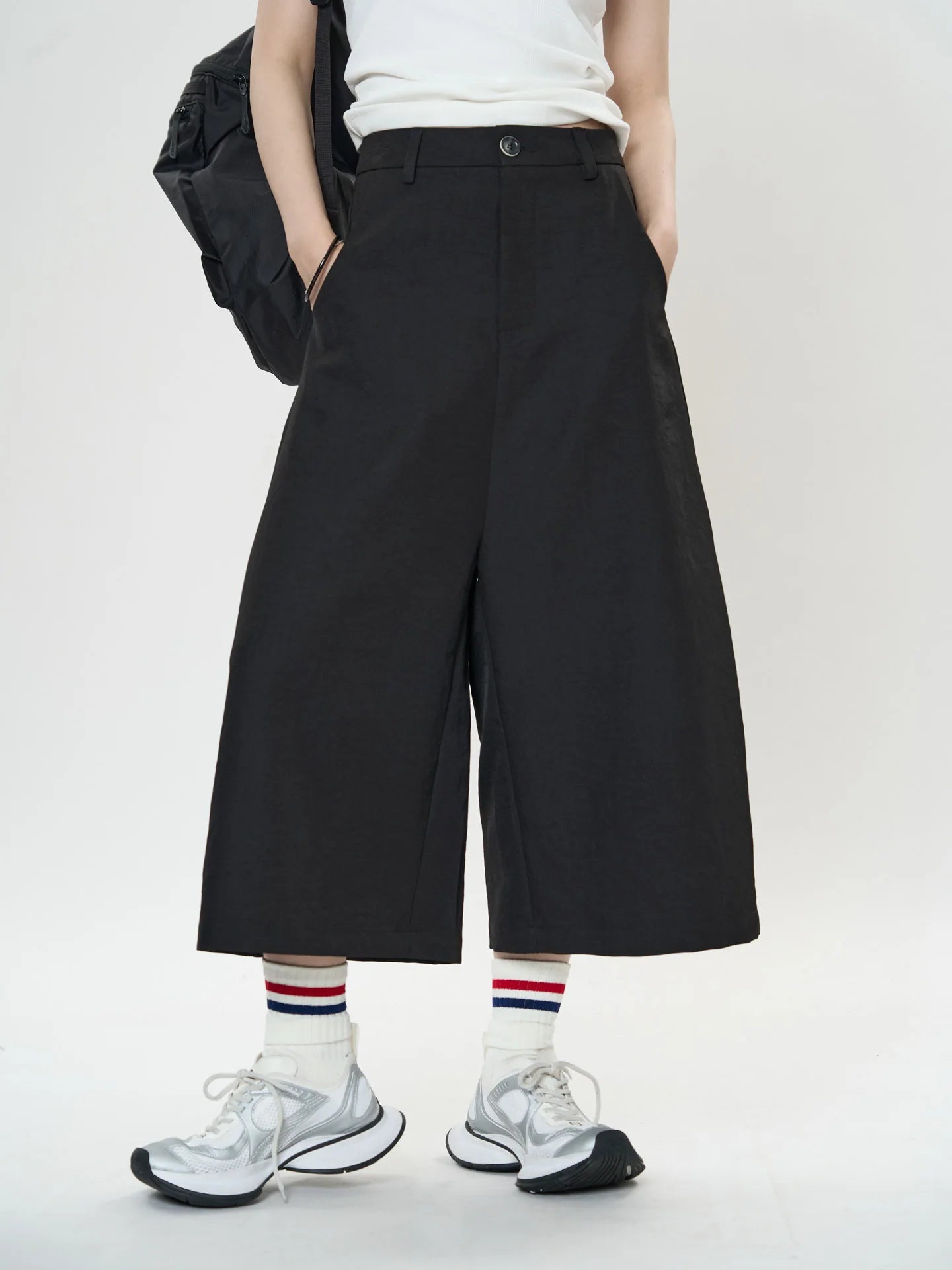 Pantalon de printemps taille haute à jambes larges pour femmes, décontracté, couleur unie, coupe ample