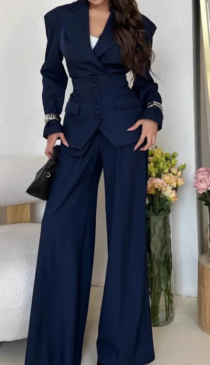 Ensemble Blazer décontracté à simple boutonnage pour femmes, manches longues, revers, col en v, manteau cintré à la taille, vêtements de printemps et d'automne, 2026
