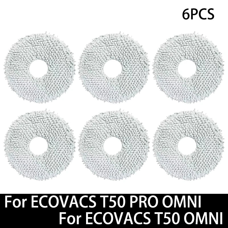 Accessoires pour ECOVACS T50 PRO OMNI / T50 OMNI : brosses latérales principales, chiffons de nettoyage, filtres HEPA, sacs à poussière, pièces détachées pour robot aspirateur