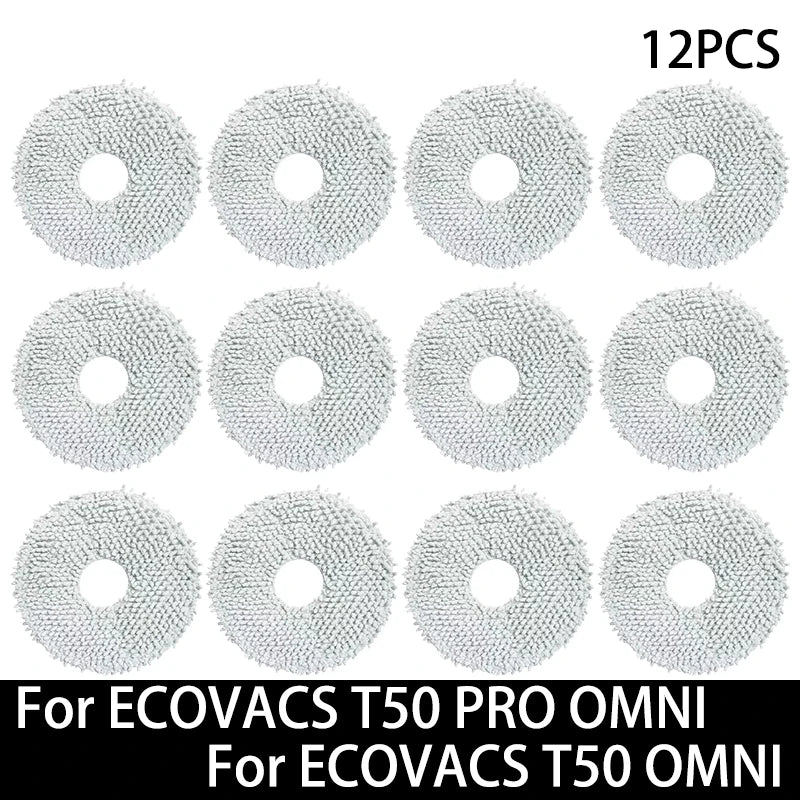 Accessoires pour ECOVACS T50 PRO OMNI / T50 OMNI : brosses latérales principales, chiffons de nettoyage, filtres HEPA, sacs à poussière, pièces détachées pour robot aspirateur