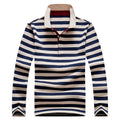 Polo à manches longues brodé en coton pour hommes, t-shirt à rayures, mode décontractée, t-shirt d'affaires, printemps, automne