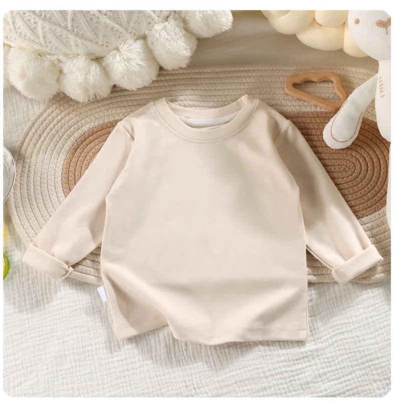 2026 printemps tout nouveau à manches longues garçons filles T-Shirt col rond coton enfants bref Style coréen Base hauts chemise pour garçons vêtements T-Shirt