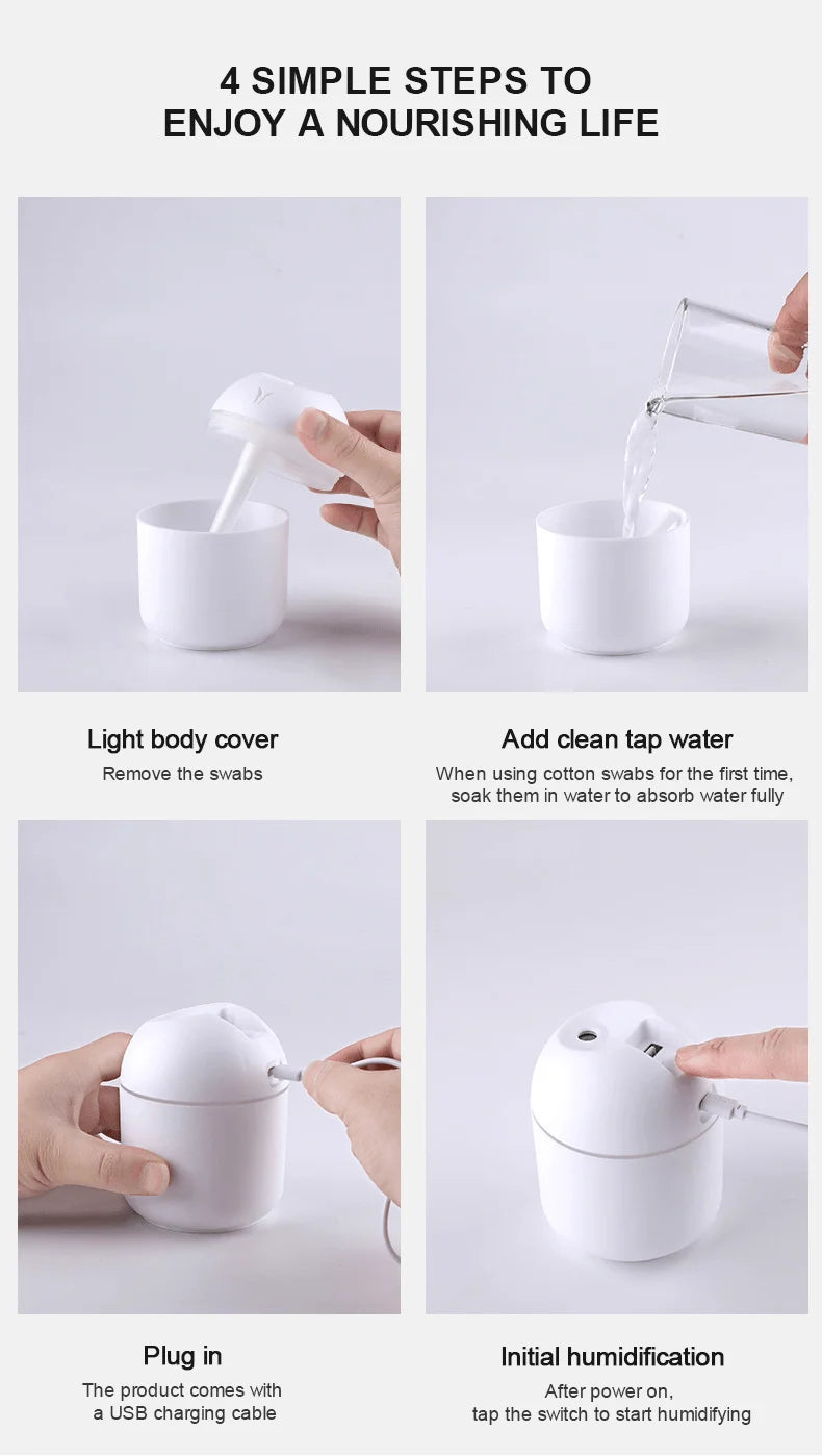 Diffuseur d'aromathérapie portable – Humidificateur USB compact pour l'air sec, le soulagement du stress et la mise au point, convient au porte-gobelet ou au sac pour ordinateur portable