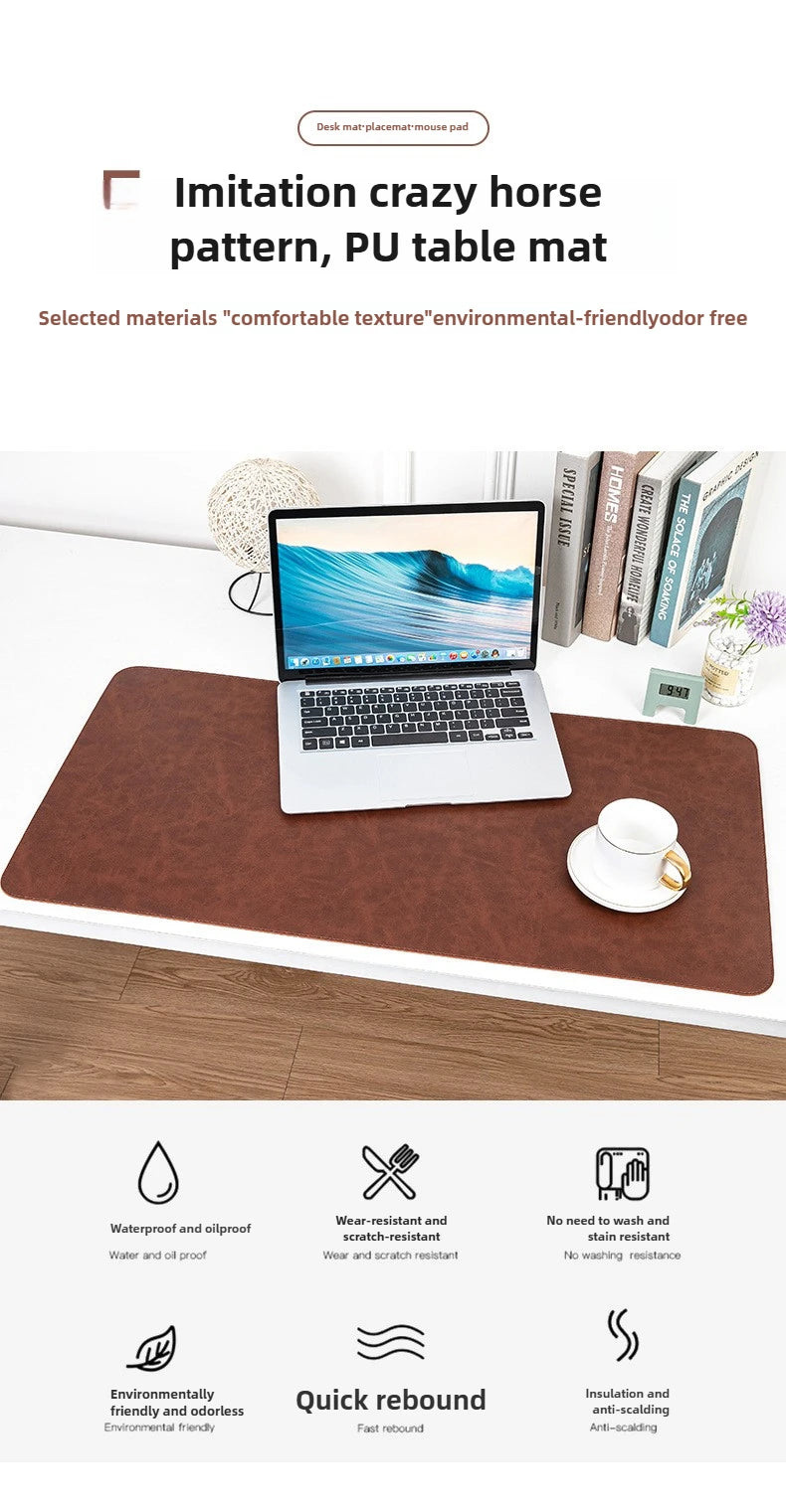 Tapis de bureau imperméable en PU, housse de protection, grand tapis de souris pour ordinateur portable, antidérapant, facile à nettoyer, pour clavier