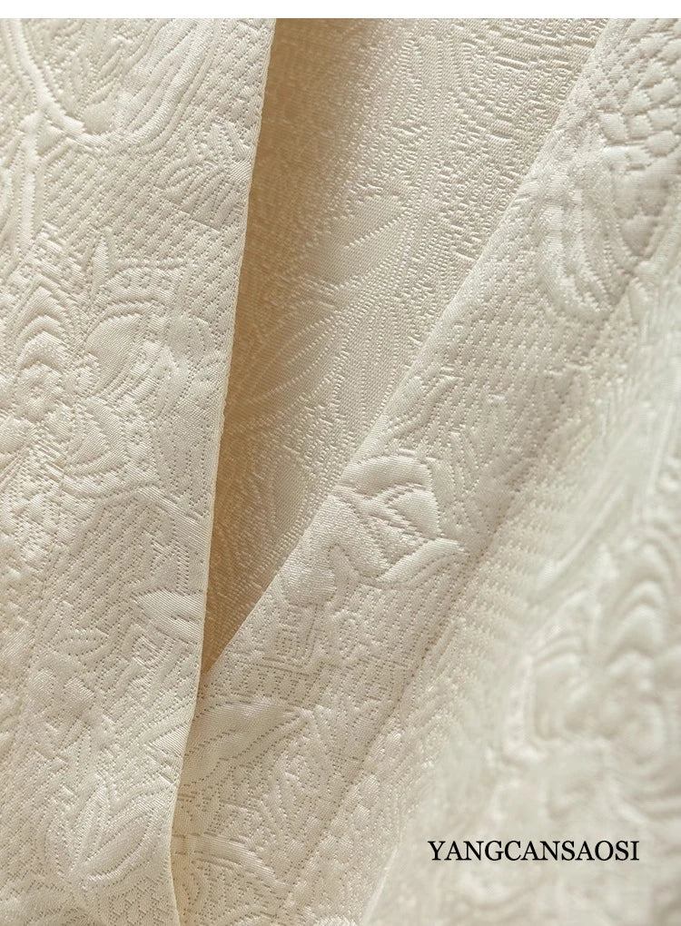 2025 femmes mode printemps nouveau Style Texture entrelacée couronne crêpe col en v à manches longues ample lait blanc manteau costume