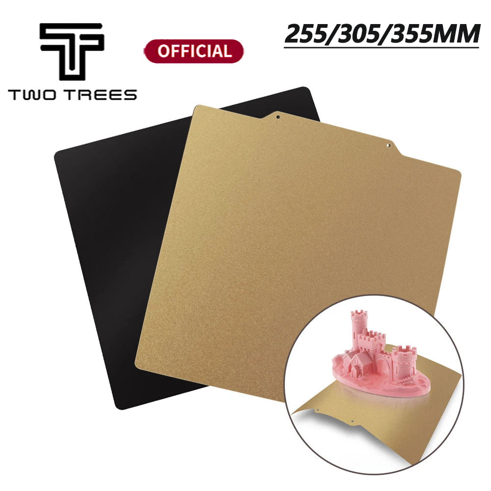 Twotrees-Tôle d'acier à ressort PEI double face, texturée, base magnétique, pièces d'imprimante 3D, lit chauffant chaud, 255mm, 305mm, 355mm
