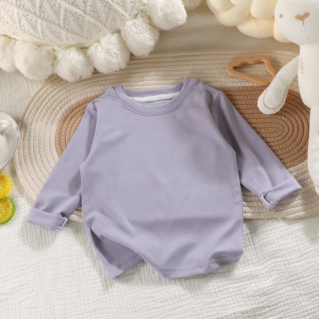 2026 printemps tout nouveau à manches longues garçons filles T-Shirt col rond coton enfants bref Style coréen Base hauts chemise pour garçons vêtements T-Shirt