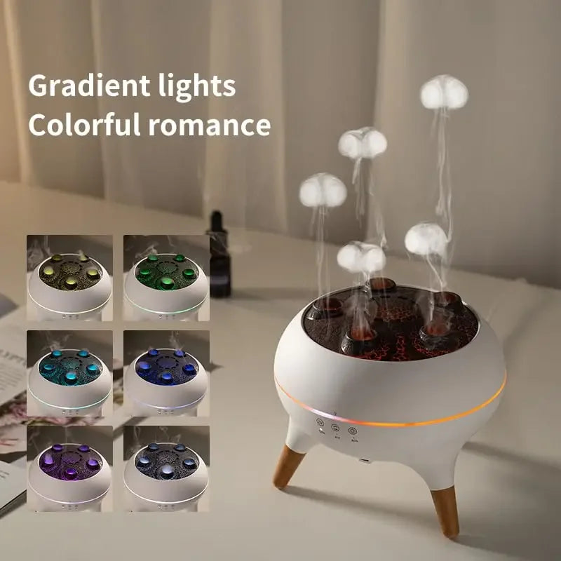 Humidificateur d'air dynamique méduse, diffuseur d'huile essentielle de 250ml, humidificateur de chambre à coucher avec télécommande avec 7 veilleuses colorées