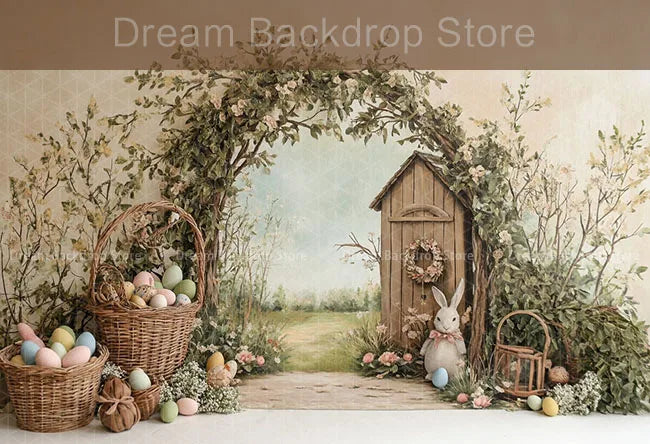 Printemps pâques fond photographie mignon lapin carotte lapin oeuf maison toile de fond décor pour enfants anniversaire gâteau Smash Photo Studio