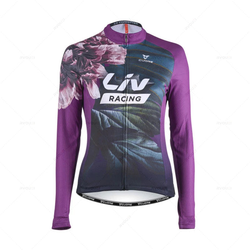 Liv-Ensemble de maillots de cyclisme pour femmes, manches longues, vêtements de vélo, maillot VTT, Culotte, printemps, automne